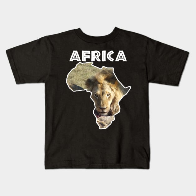 African Wildlife Continent Lion Stare Kids T-Shirt by PathblazerStudios